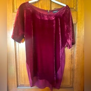 Lucky brand velvet tunic, top size large